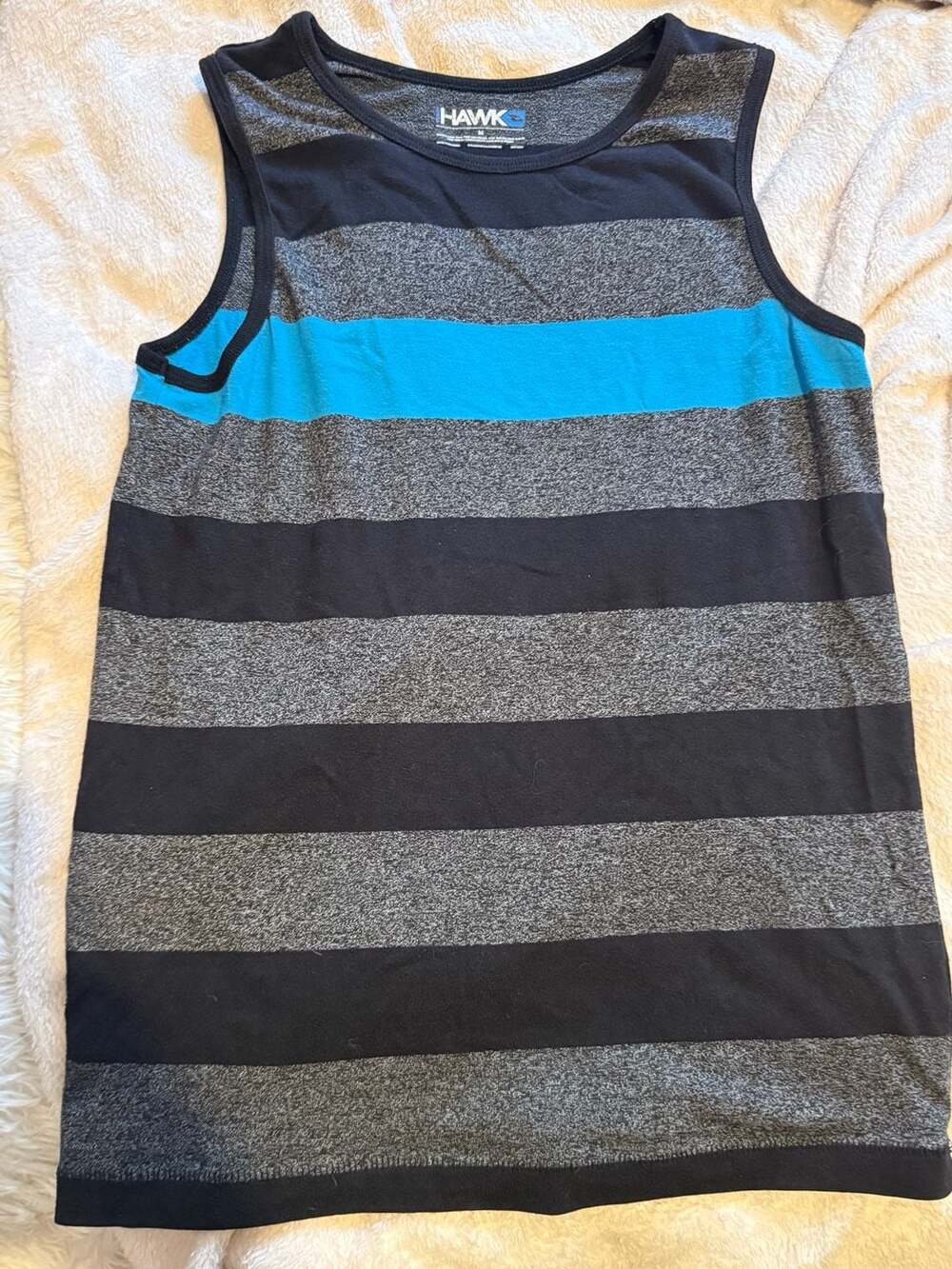 Hawk youth Tank Top dark grey and blue striped size medium